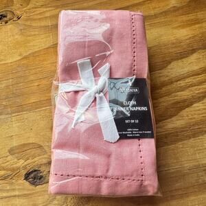 Cottoniva 12 Cloth Dinner‎ Napkins Pink Colored New